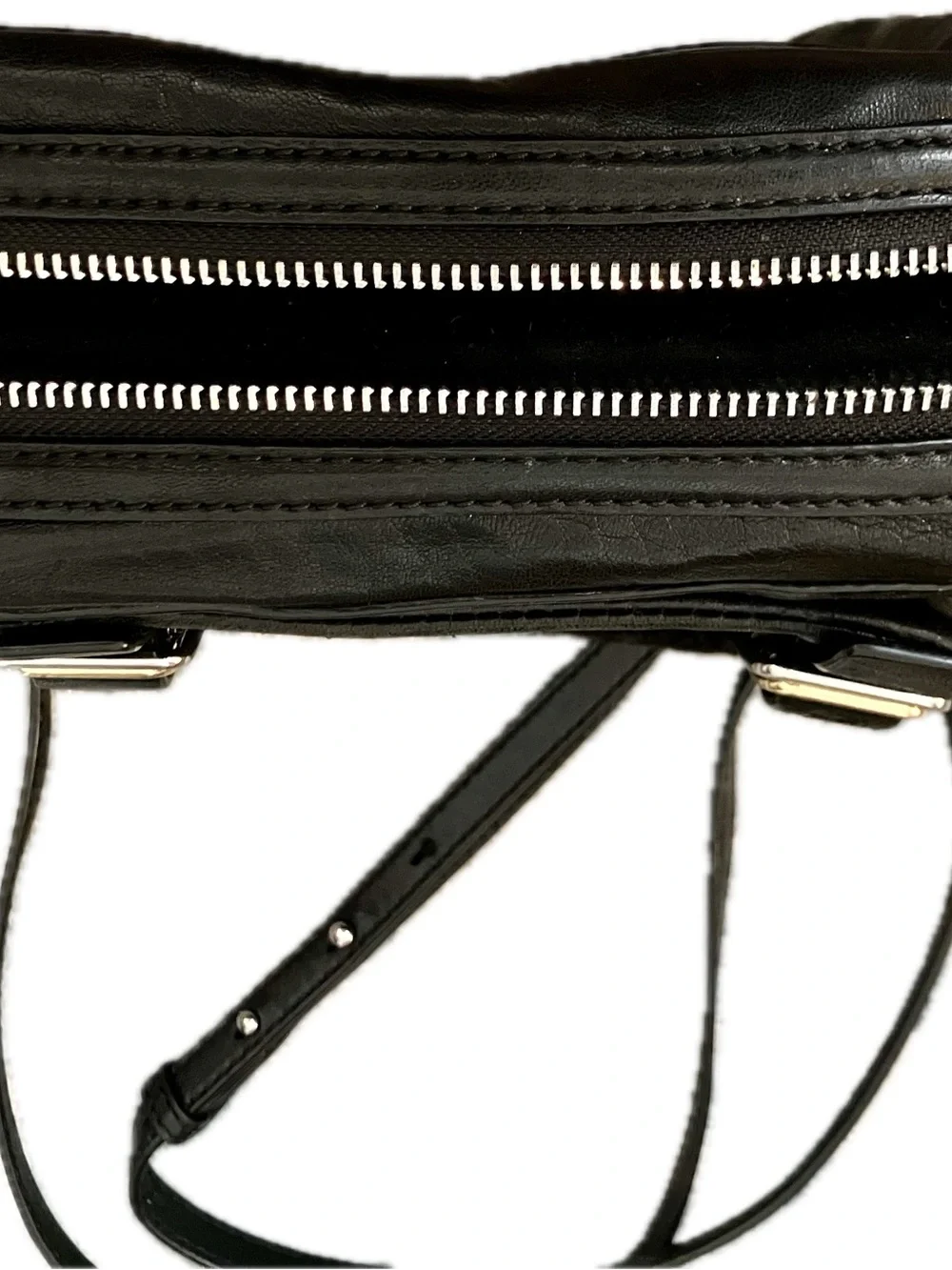 Vince Camuto Black Shearling & Leather Crossbody Bag with Silver Hardware